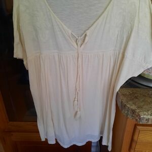 Wonderly Cream Blouse with Tassel Tie